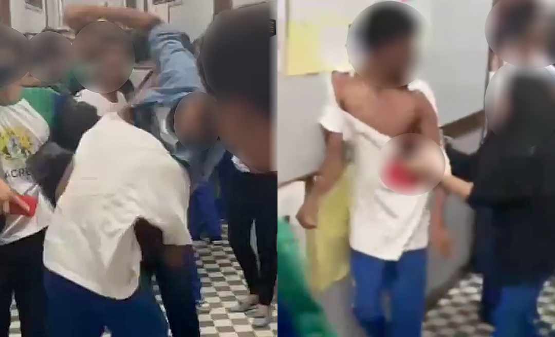 Vídeo mostra alunos trocando socos no corredor de uma escola no Acre