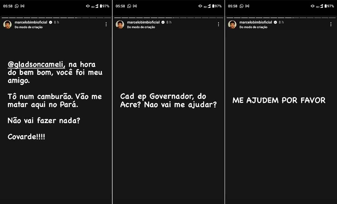 Marcelo Bimbi diz que foi levado pela polícia e pede ajuda: “Vão me matar. Me ajudem”