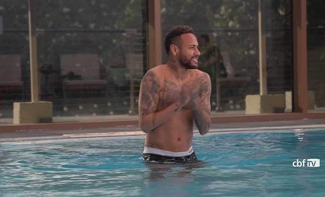 Copa do Catar: Neymar treina em piscina e diz estar 'zerado' de lesão no tornozelo