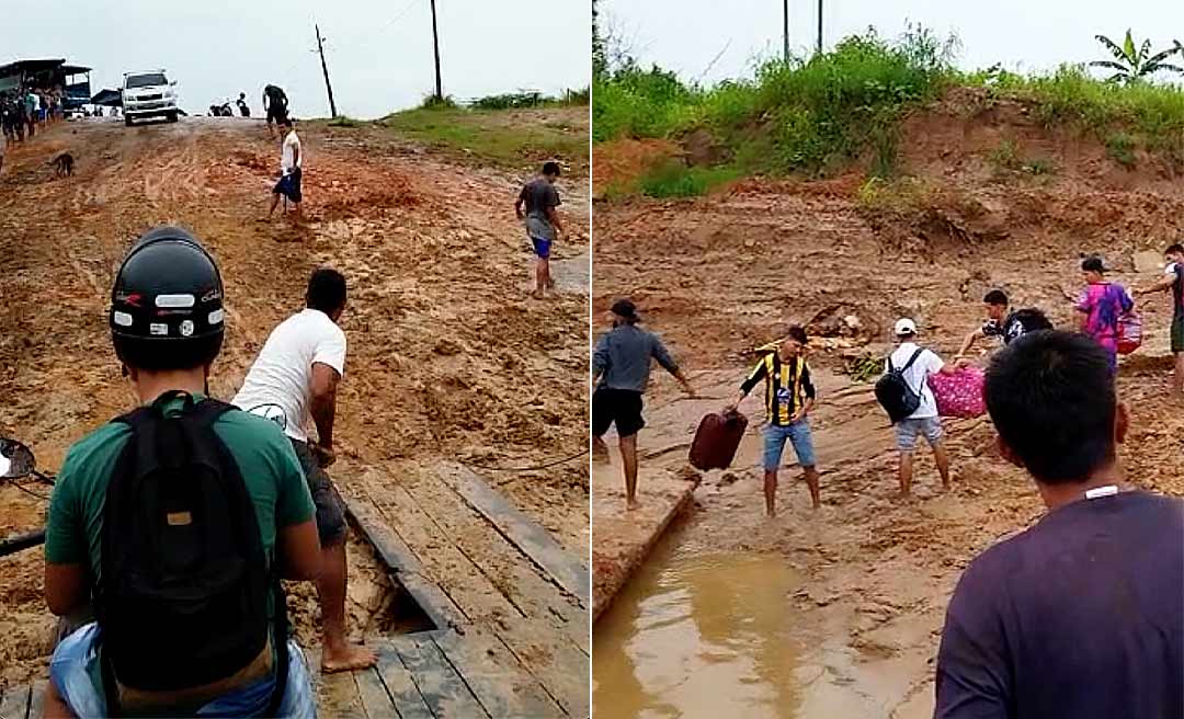 Após chuvas fortes, lama dificulta saída e acesso à balsa de Rodrigues Alves