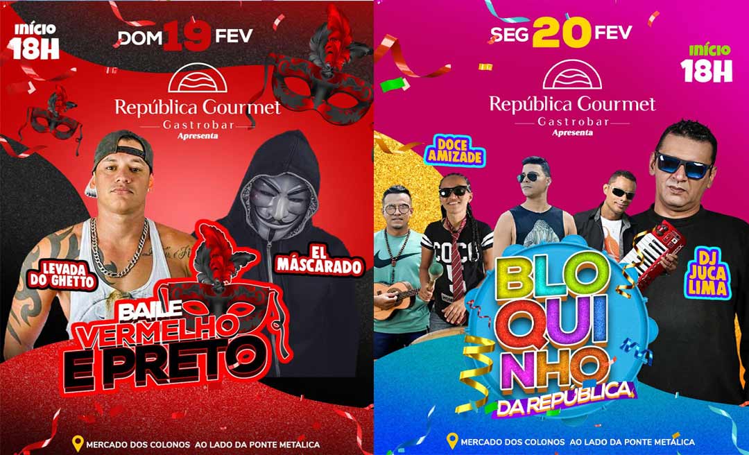 Carnaval seguro é na República Gastrobar; vem para o ‘Bloquinho da República’ fazer trenzinho com a gente”