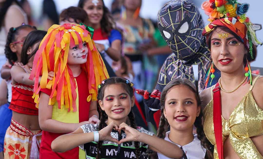 Baile infantil atraiu uma multidão de crianças e adolescentes no Carnaval da Família