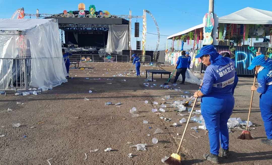 Zeladoria retira 100 toneladas de lixo do Arena da Floresta após Carnaval da Família