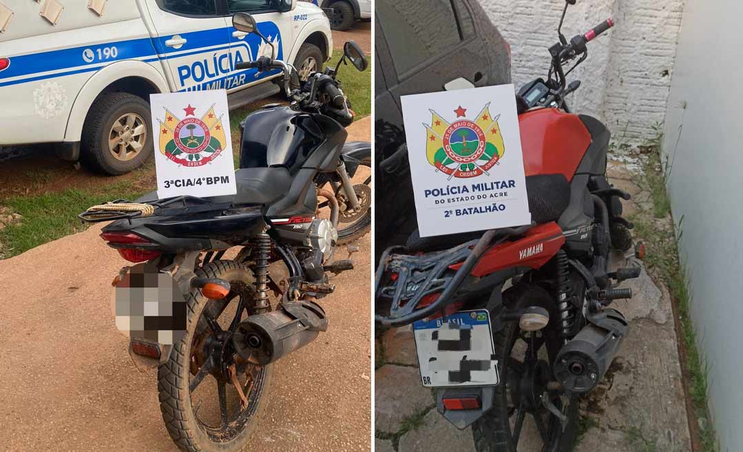 Duas motocicletas são recuperadas em operações da Polícia Militar em Acrelândia