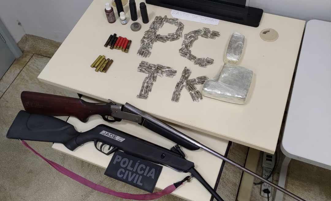 Em Tarauacá, agentes da Polícia Civil apreendem adolescente com droga e duas armas de fogo