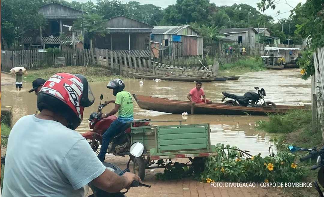 Em Sena Madureira, Rio Iaco sobe e assusta moradores da região