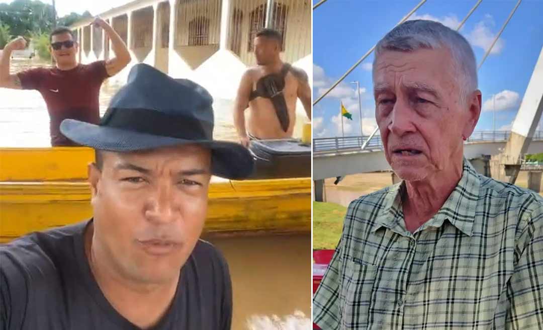 Irritados com previsões de Friale sobre a vazante do rio Acre, moradores do Cadeia Velha xingam pesquisador