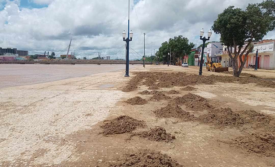 Calçadão da Gameleira reaparece após vazante do rio Acre