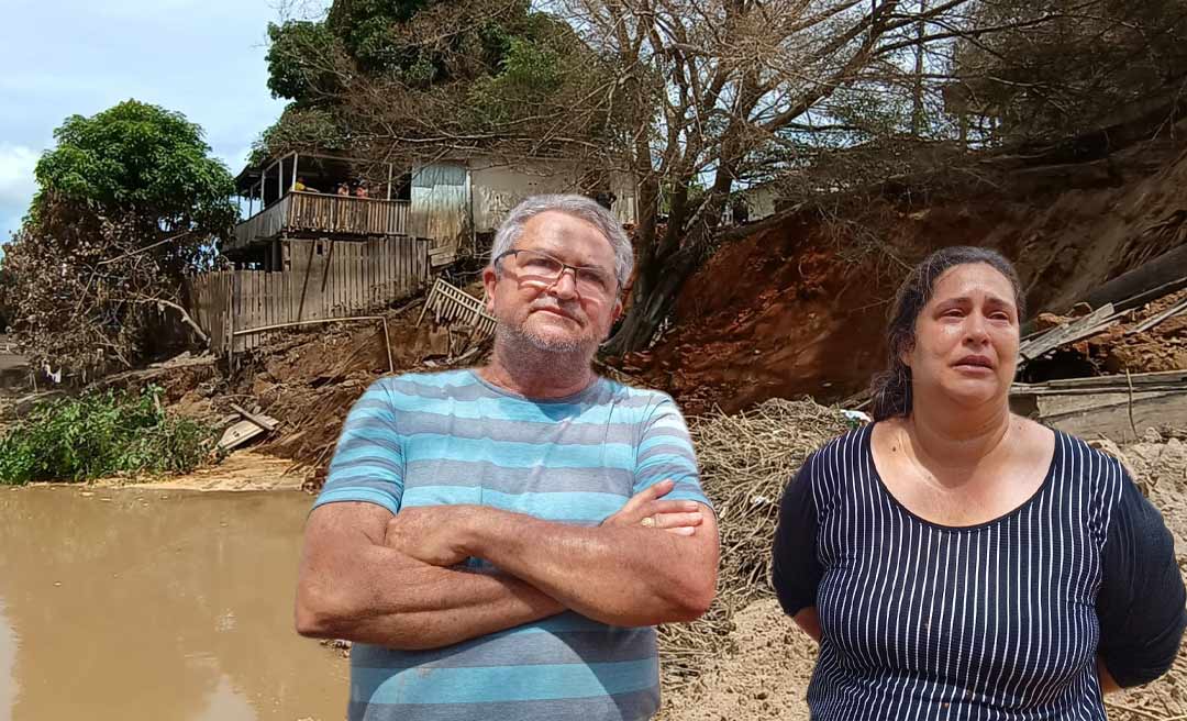 Parte do Bar do Zé do Branco desmorona após enchente do rio Acre