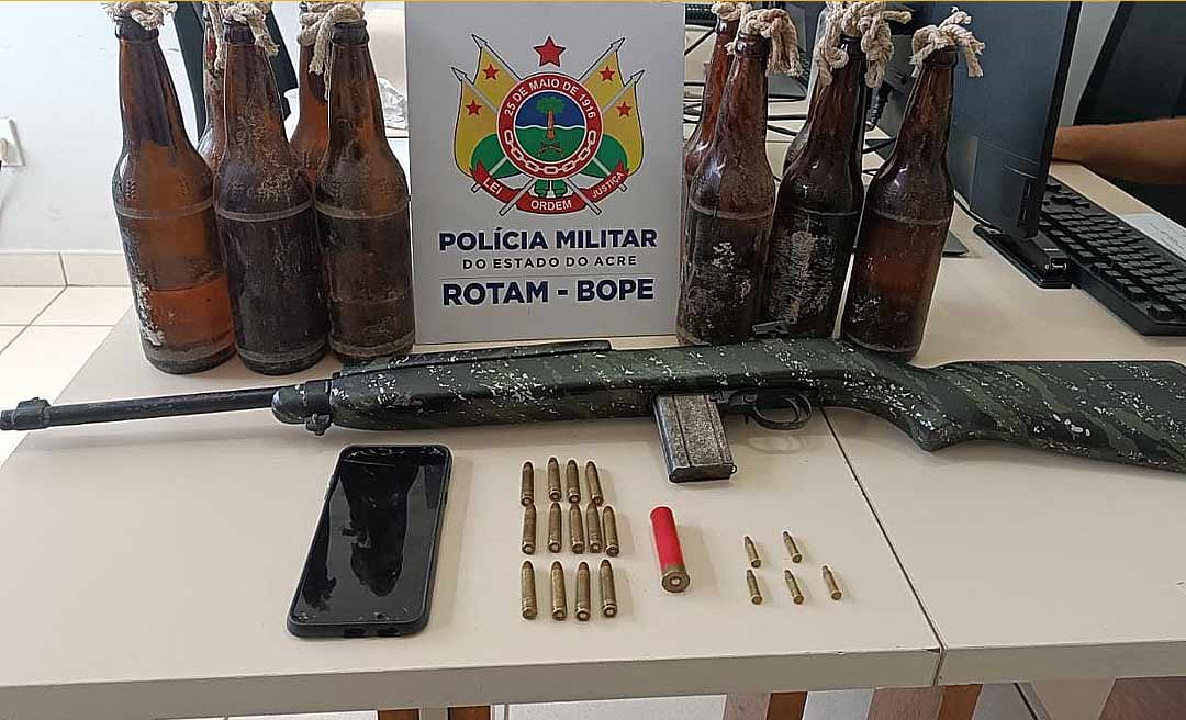 Militares da Rotam apreendem arma de fogo, munições e coquetéis molotov na Cidade do Povo