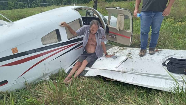 Avião de pequeno porte faz pouso de emergência no interior do Acre; Ninguém ficou ferido com gravidade