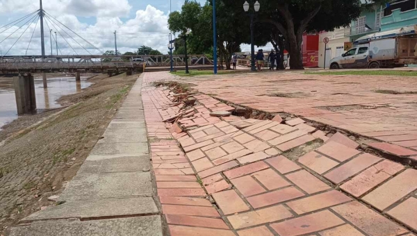 Defesa Civil quer interditar 30 metros do Calçadão da Gameleira, em Rio Branco