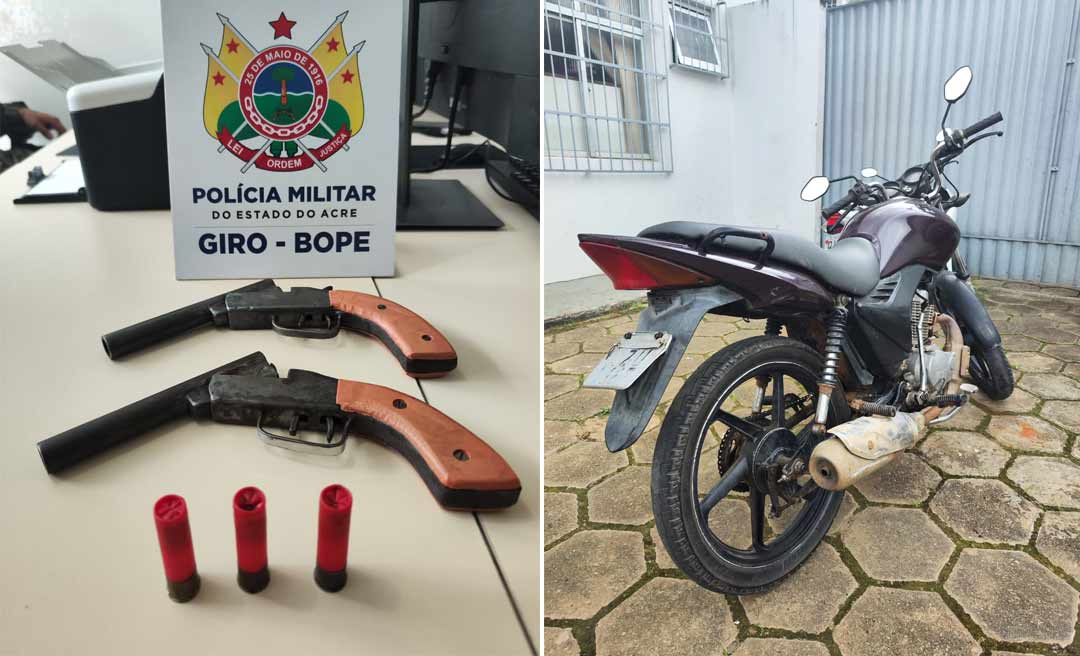 Equipe do Giro prende dois homens com duas armas de fogo e recupera motocicleta roubada na Cidade do Povo