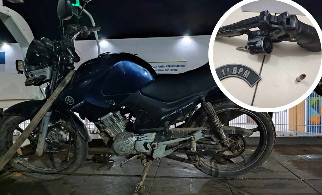 Após tentativa de roubo, Polícia Militar prende dupla, apreende arma de fogo e recupera motocicleta no bairro Aviário