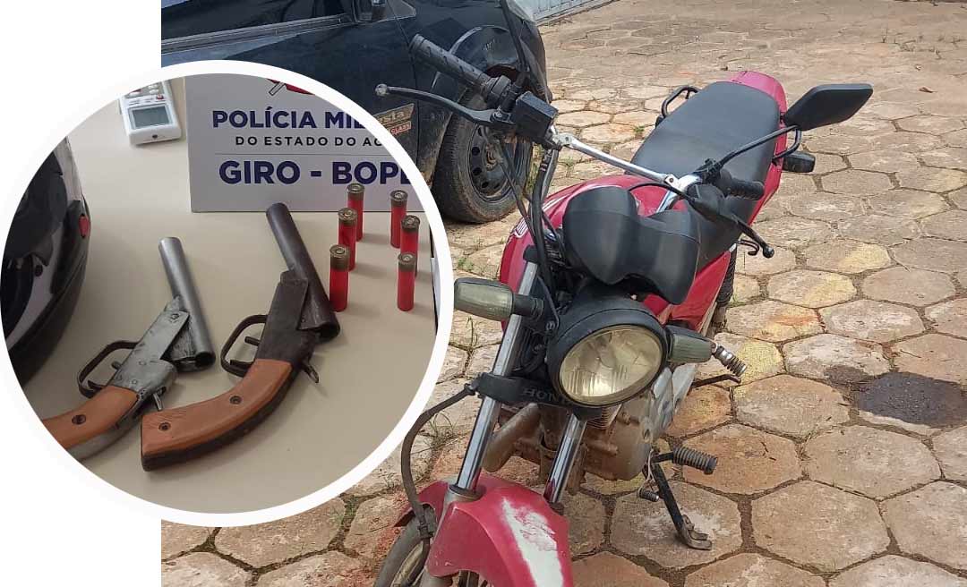 Dupla é presa pela Polícia Militar no Aeroporto Velho com armas de fogo e motocicleta roubada