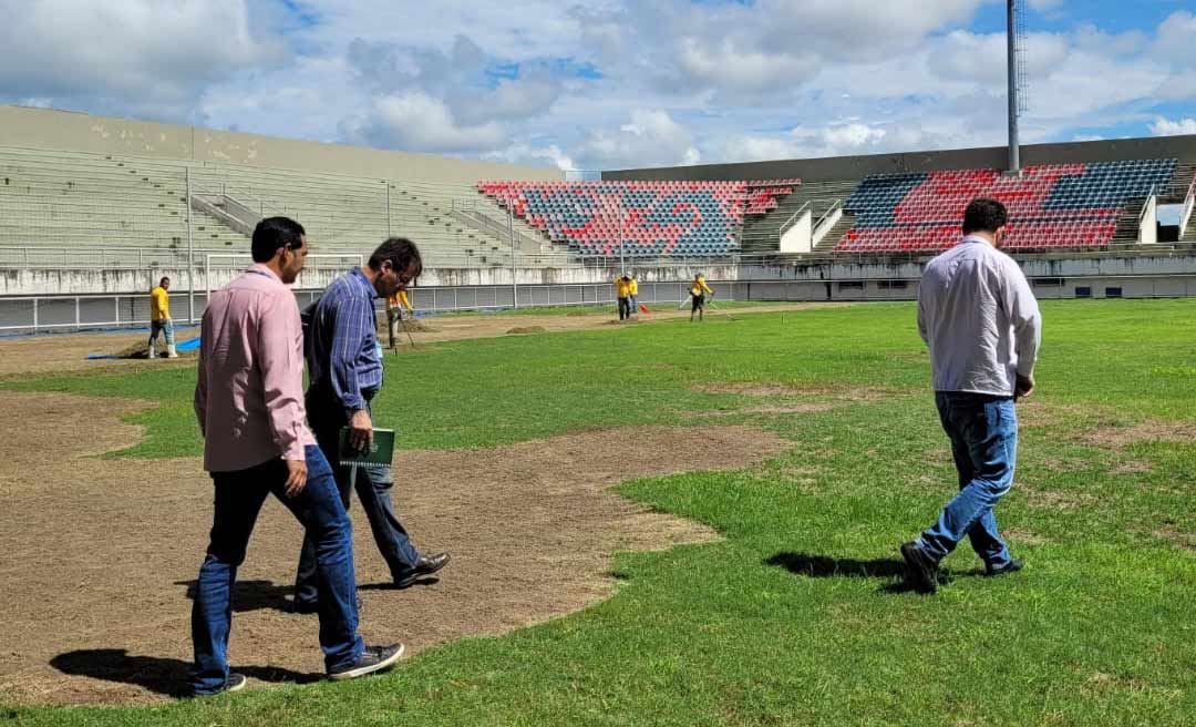 Técnicos do TCE inspecionam obra de reforma do Estádio Arena da Floresta