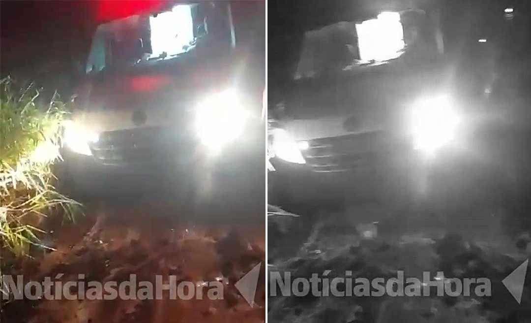 Viatura do Samu atola em ramal no Belo Jardim em Rio Branco