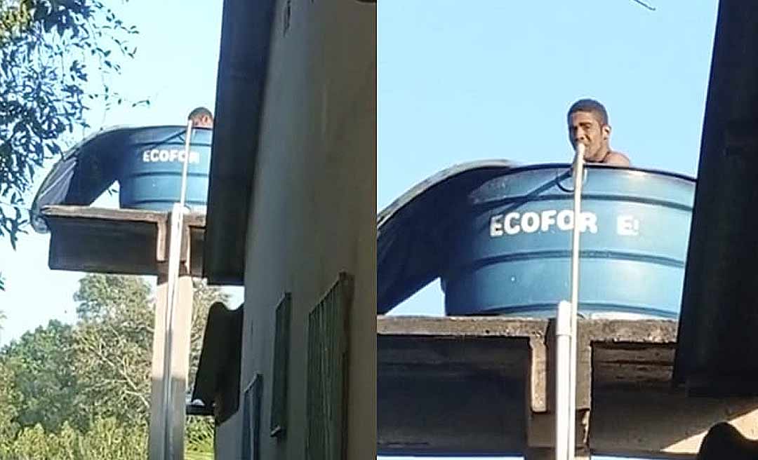 No Acre, policial flagra indivíduo tomando banho nu em sua caixa d’água