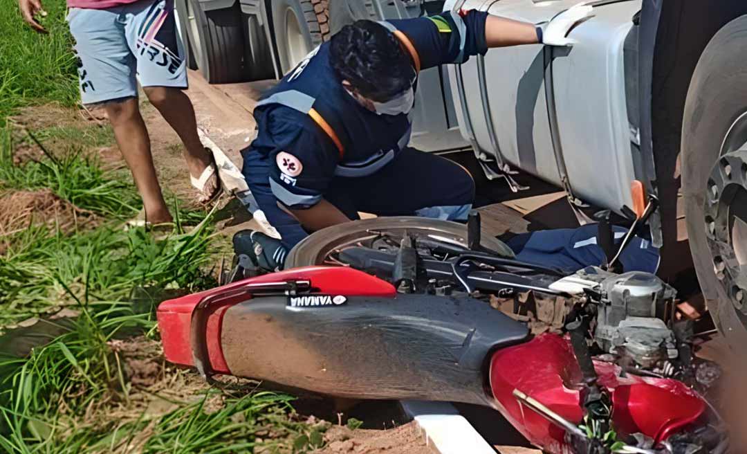 Motociclista morre esmagado na BR-364 ao ser atropelado por carretada