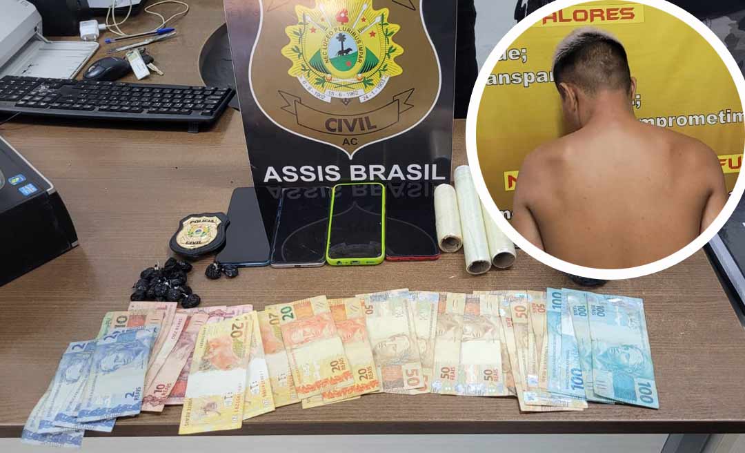 Em Assis Brasil, Polícia Civil apreende drogas e prende homem suspeito de tráfico de entorpecente