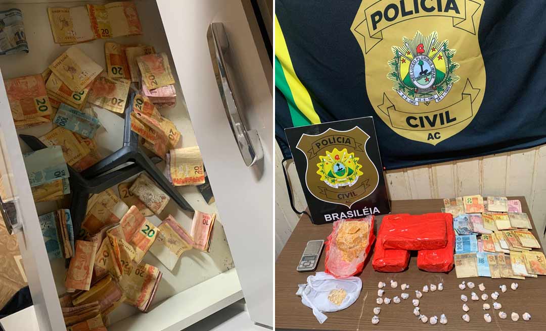 Polícia fecha boca de fumo e apreende dinheiro e mais de três quilos de cocaína em Brasileia