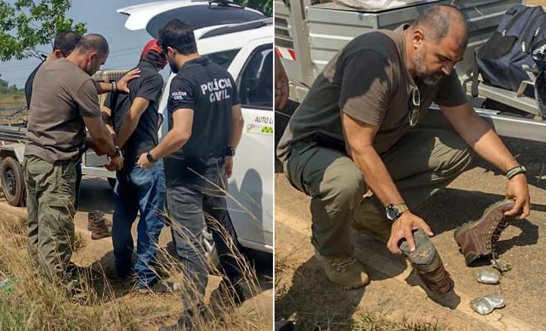 Homem é preso na Estrada da Borracha transportando skank escondida dentro de bota