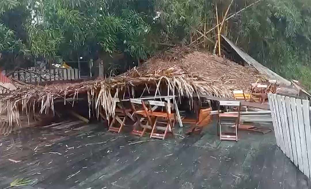 Temporal provoca destruição no restaurante Quintal do Osvaldo em Rio Branco