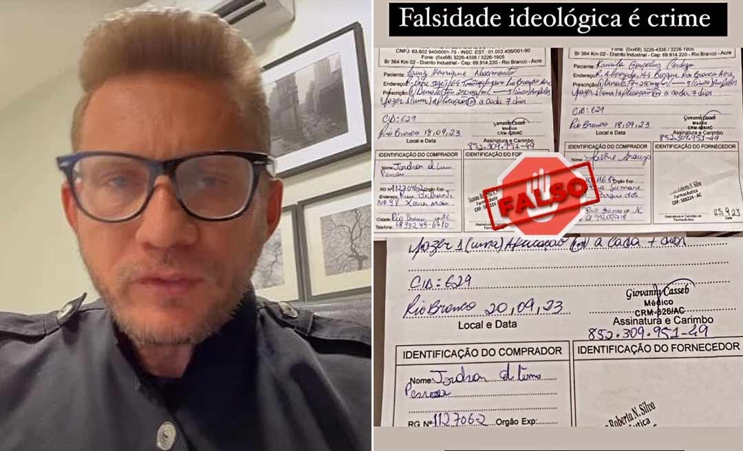 Médico Giovanni Casseb denuncia falsificação de suas receitas: "Eu não faço emissão de receita em setor público"