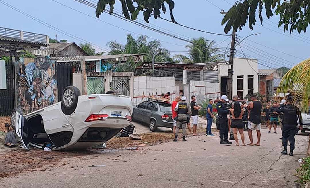 Bandido faz família refém, rouba veículo, mas na fuga se envolve em acidente e acaba preso