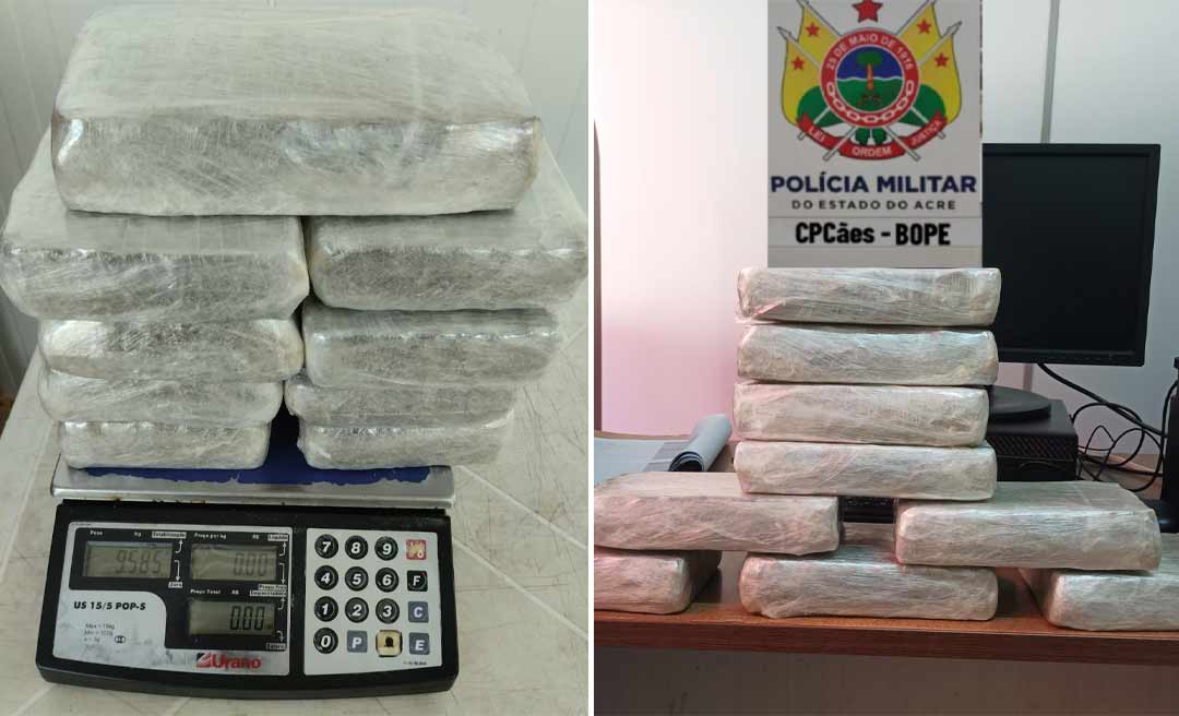 Com auxílio de cão policial, Polícia Militar apreende quase dez quilos de drogas durante abordagem a táxi em Epitaciolândia