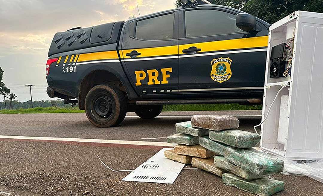 PRF apreende mais de 11 kg de maconha ocultos em aparelhos eletrodomésticos no interior do Acre