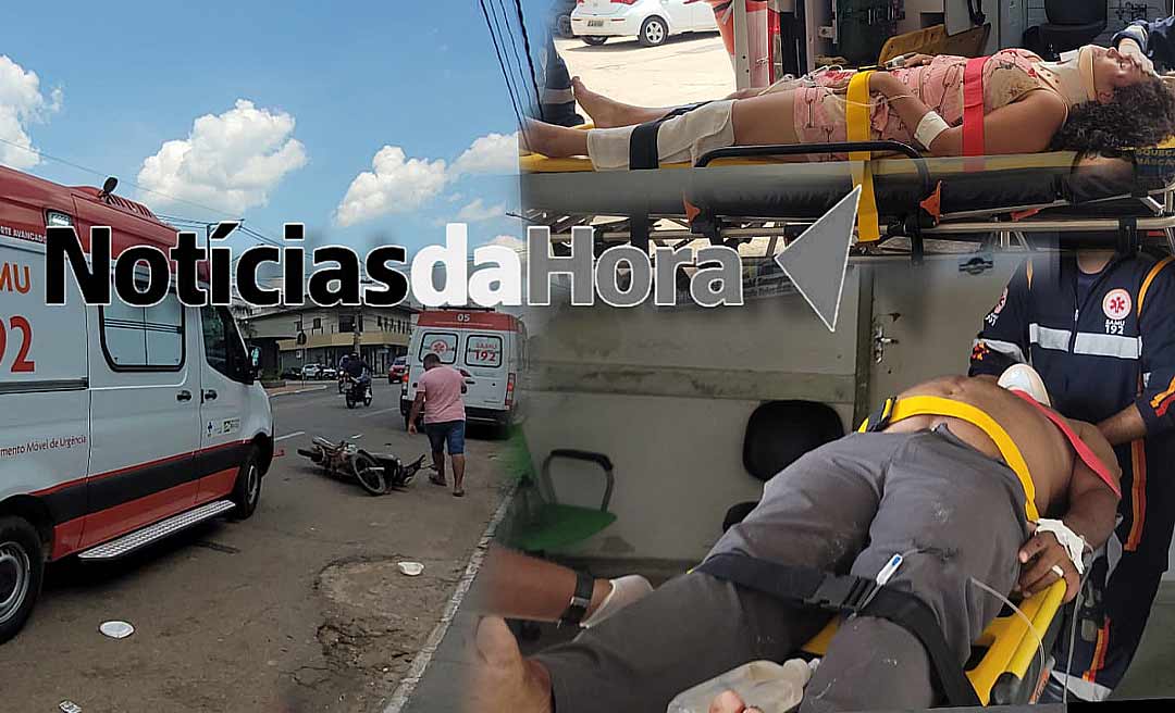 Motociclista fica gravemente ferido, após atropelar jovem na Avenida Ceará
