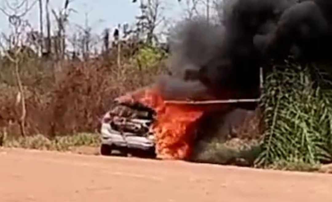 Veículo envolvido em acidente que culminou com morte de indígena foi incendiado no local