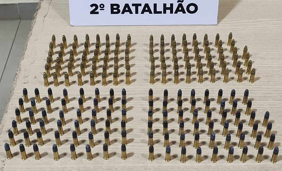 Guarnição do 2º Batalhão de Polícia Militar apreende 200 munições no bairro Taquari