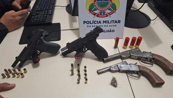 Em uma noite, Polícia Militar apreende cinco armas de fogo no 2° distrito de Rio Branco