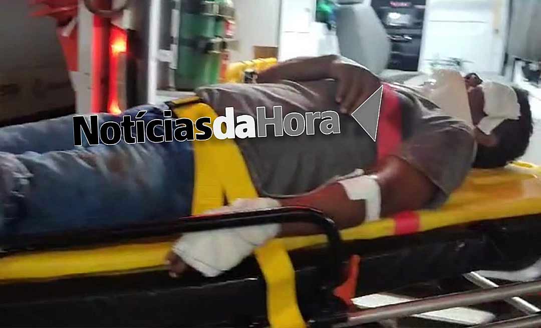 Motocilista é levado ao Pronto Socorro após perder controle de motocileta e cair no Ramal do Mutum