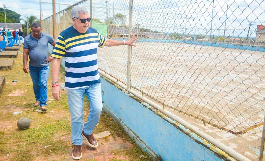 Secretário Getulião Saraiva acompanhado de vereadores faz avaliação de quadras de esportes que serão revitalizadas em Sena Madureira