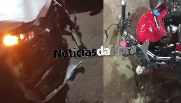 Motorista invade preferencial e derruba motociclista na Isaura Parente