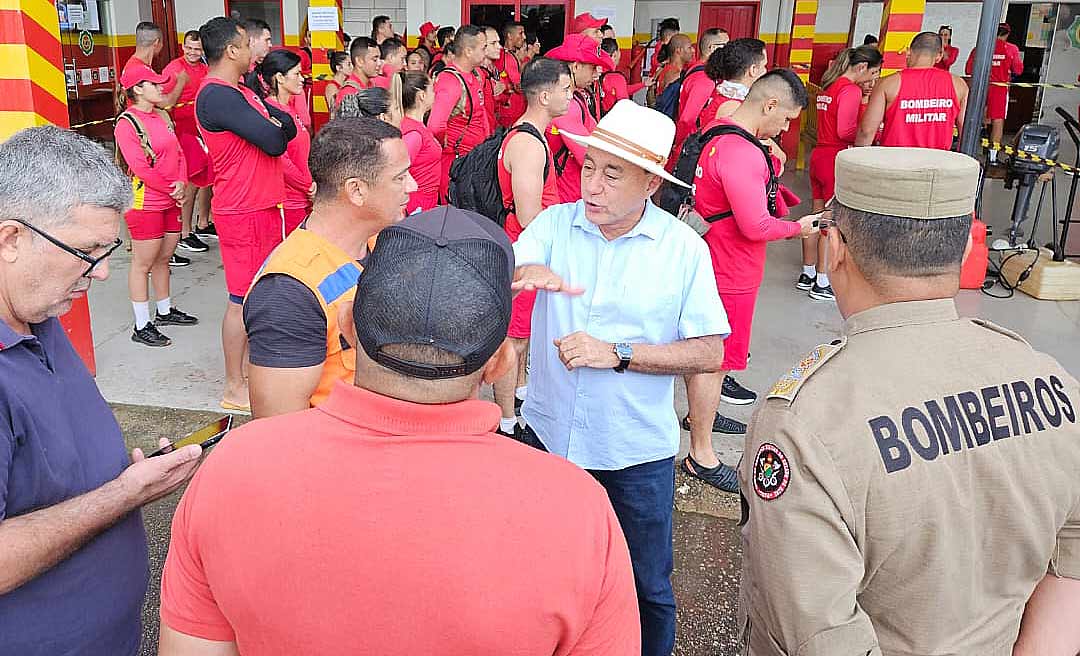 Bocalom verifica situação do Rio Acre, visita Parque de Exposições e Corpo de Bombeiros