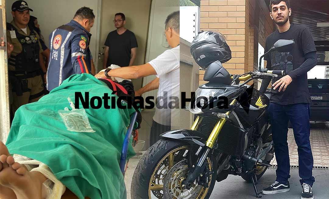 Na AC-40, filho do Major Rocha perde controle de motocicleta e sofre grave acidente