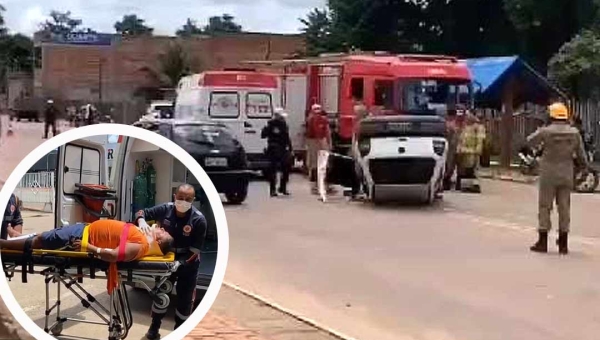 Condutor sofre mal súbito ao volante, invade pista contrária e capota após bater em veículo