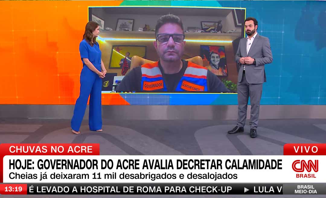 Durante entrevista à emissora CNN Gladson Cameli reforça pedido de apoio ao Acre