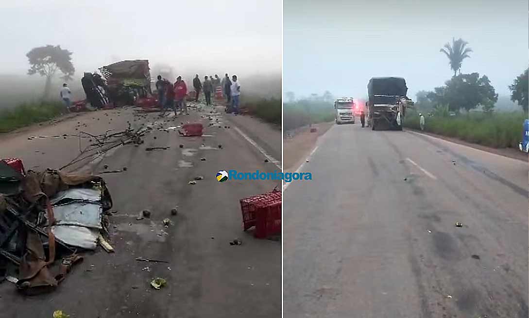 Carretas se chocam perto de Extrema e BR-364 é fechada para o trânsito de veículos, isolando o Acre momentaneamente