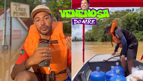 Em Xapuri, influenciador Diego Nycollas tem problema em barco de doações no meio do Rio Acre e é socorrido por ribeirinhos