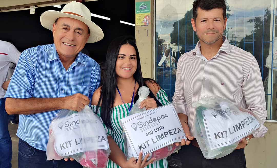 Sindepac faz doação de kits de limpeza à Prefeitura de Rio Branco; itens serão entregues às famílias atingidas pela cheia