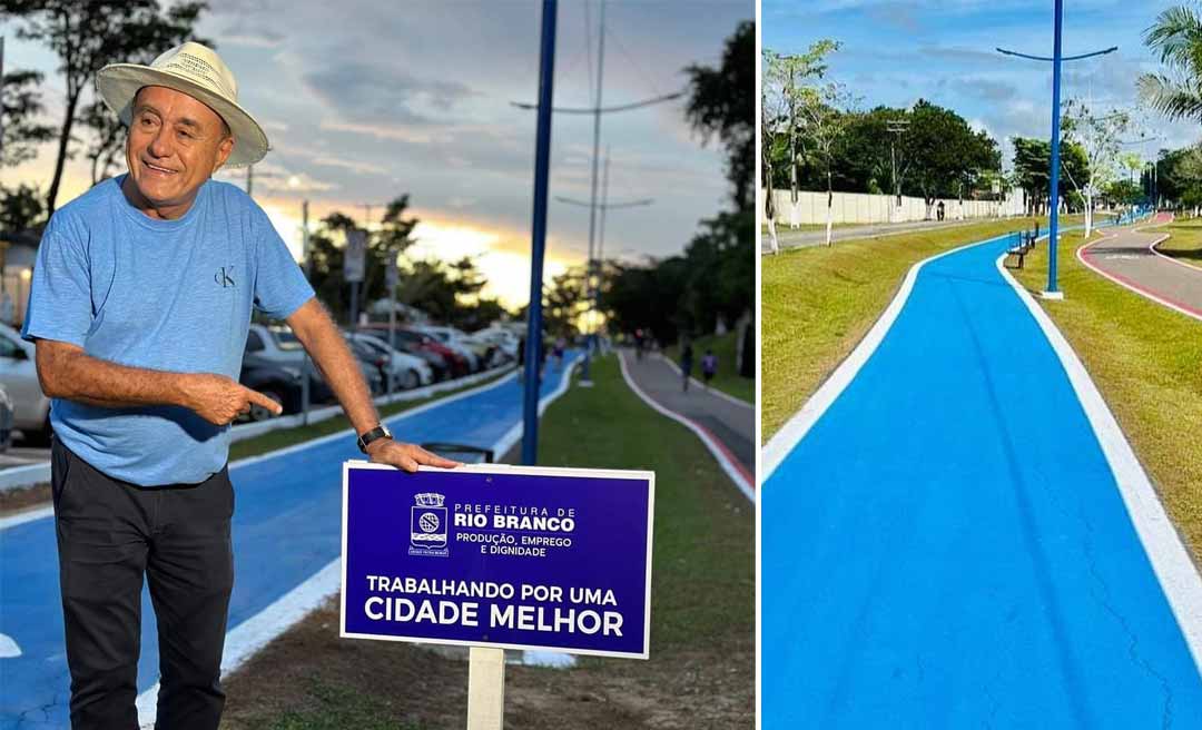 Com pista de caminhada toda azulada, prefeitura de Bocalom revitaliza Parque Ipê