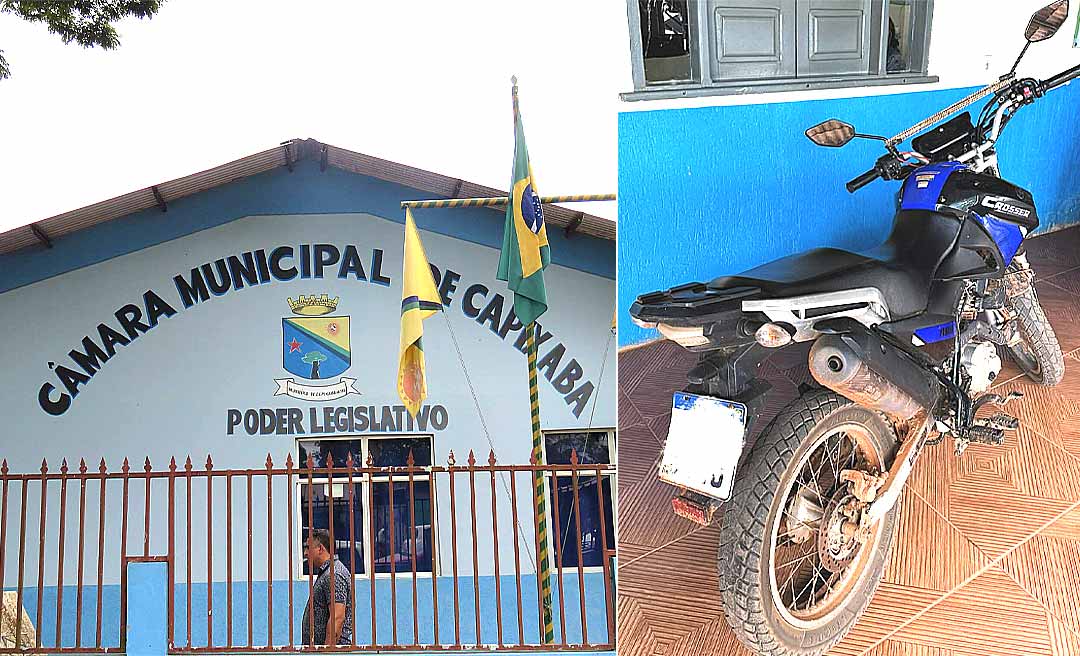 Homem preso utilizando moto da Câmara de Capixaba diz ter sido autorizado pelo presidente do Legislativo municipal