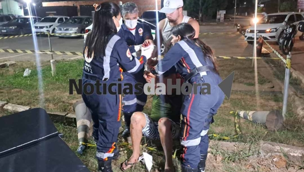 Após tomar umas e outras, idoso sofre acidente ao cair da bicicleta no Distrito Industrial