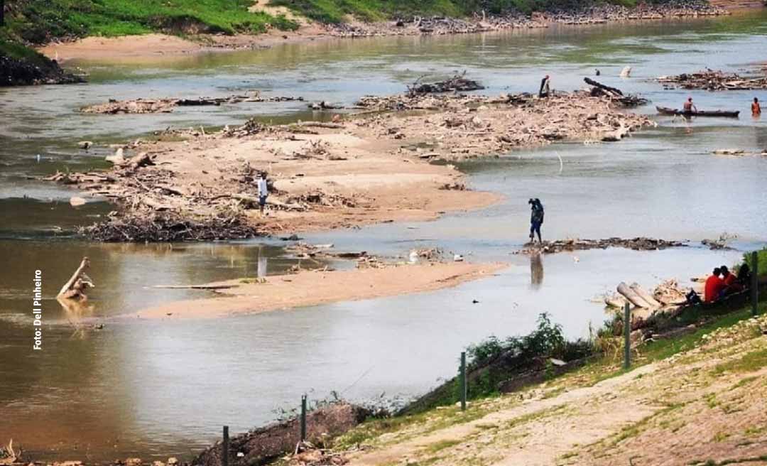 Seca severa: Rio Acre baixa 59 centímetros na Capital em 14 dias; manancial registra a menor cota dos últimos 10 anos