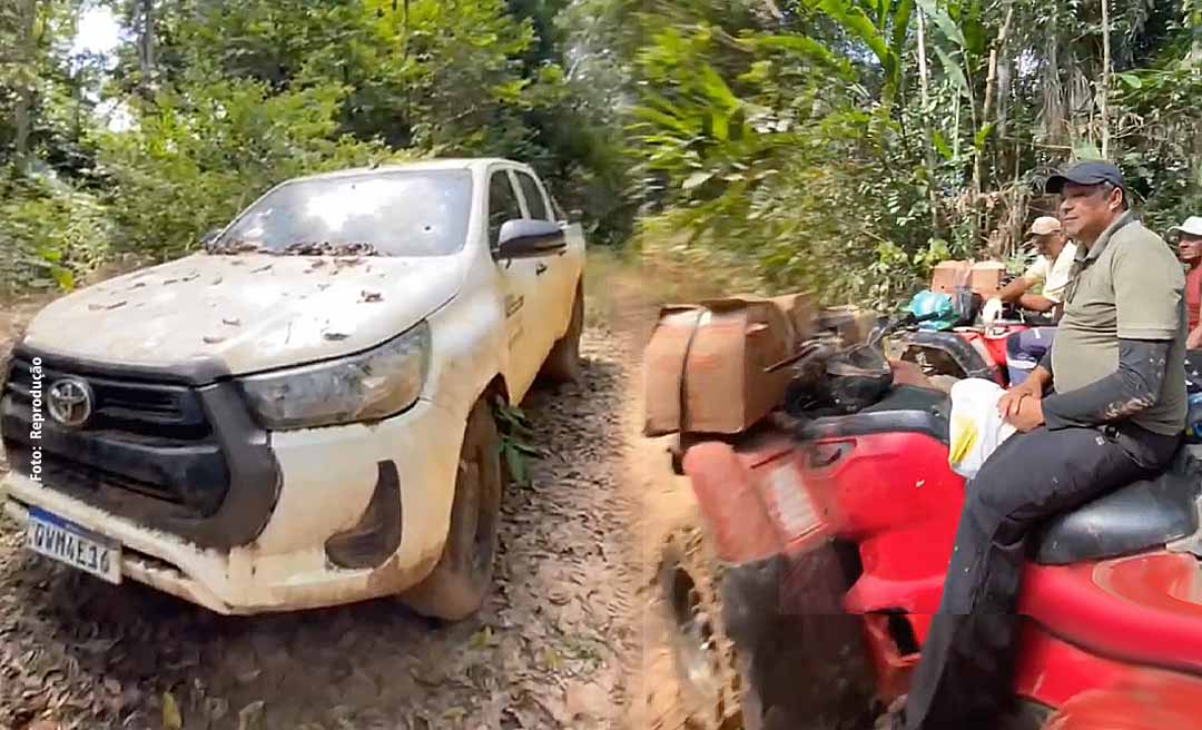 Caminhonete da Prefeitura de Jordão que custou mais de R$ 200 mil “enferruja” em meio à floresta, após quase 1 ano de abandono e Elson Farias denuncia: “triste e lastimável”